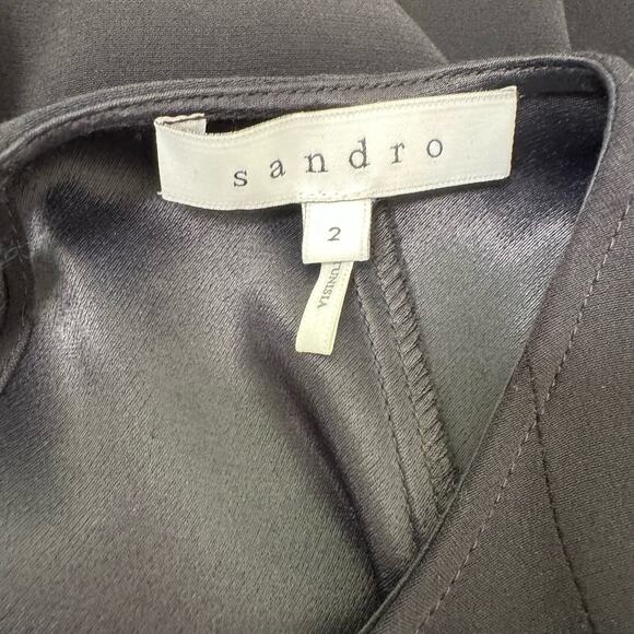 Sandro Womens Black Sleeveless Dress Open Keyhole Back (full) Crew Neck 2 / Med - Picture 9 of 13